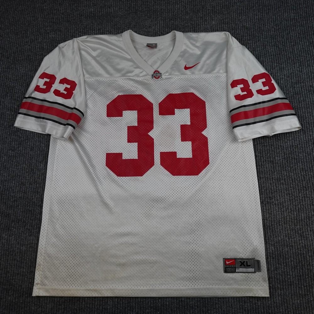 Vintage Ohio State Buckeyes Jersey Mens XL White NCAA Football Nike 33 Mesh